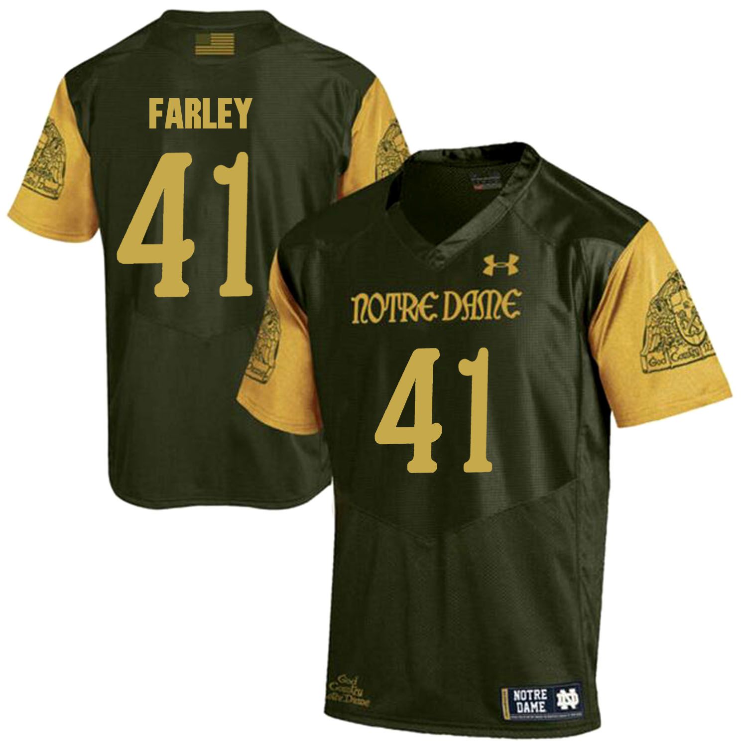 Men Norte Dame Fighting Irish 41 Farley Green Customized NCAA Jerseys